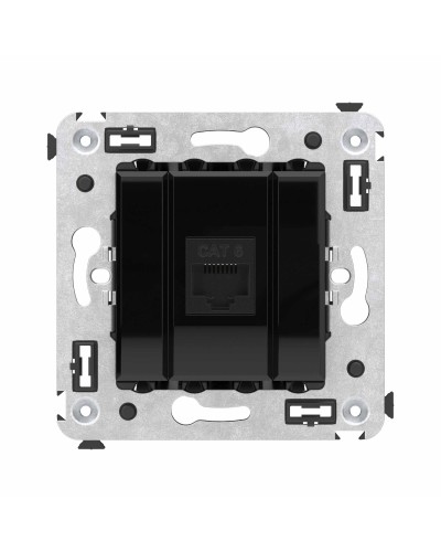 Розетка RJ-45 в стену, кат.6E, Avanti, одинарная, черный квадрат (4402693). Розетка компьютерная. ДКС в Миассе