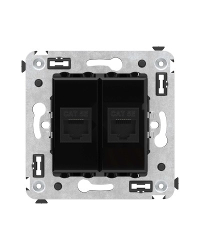 Розетка RJ-45 в стену, кат.5E, Avanti, двойная, черный квадрат (4402664). Розетка компьютерная. ДКС в Миассе