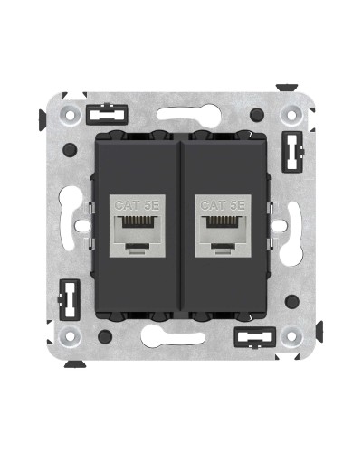 Розетка RJ-45 в стену, кат.6E, Avanti, двойная, черная матовая (4412764). Розетка компьютерная. ДКС в Миассе