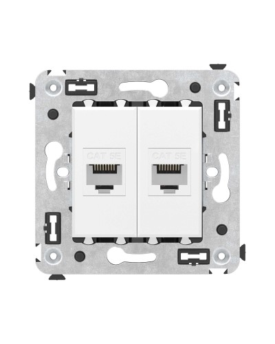 Розетка RJ-45 в стену, кат.5E, Avanti, двойная, белое облако (4400664). Розетка компьютерная. ДКС в Миассе