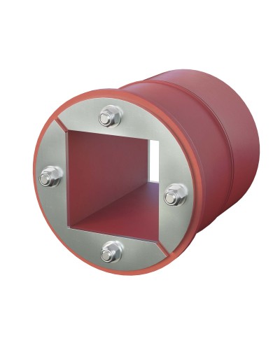 Проходка круглая, нержавеющая, D125х70 мм с проемом 80х80 мм (DXF3124): Проходка круглая, нержавеющая, с проёмом в Миассе