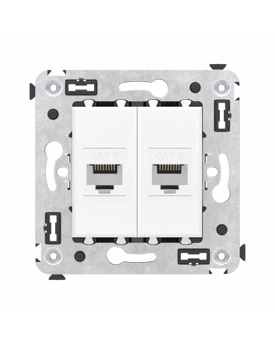 Розетка RJ-45 в стену, кат.6E, Avanti, двойная, белое облако (4400694). Розетка компьютерная. ДКС в Миассе