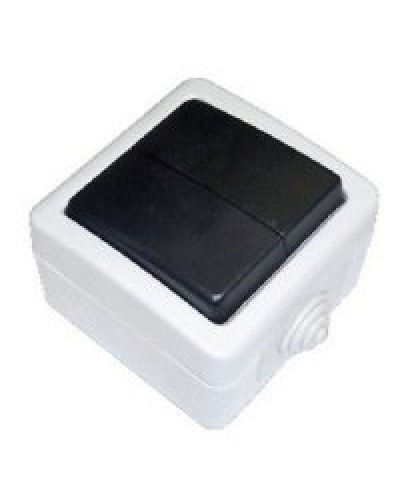 Переключатель двухклавишный 2-полюсный с 2 мест EF602SA, серый, LK Aqua (80006). Переключатель. Экопласт в Миассе