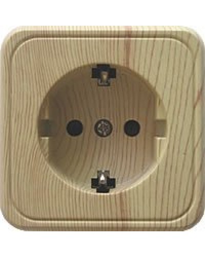 Розетка одинарная открытой установки с з/к, сосна, LK Standard (813225). Розетка с заземляющими контактами и защитными шторками. Экопласт в Миассе