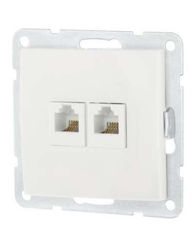 Розетка телефонная двойная 2xRJ-12 с накладкой, белый LK60 (865604-1). Розетка телефонная. Экопласт в Миассе