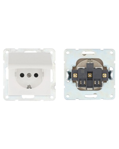 Розетка с з/к, шторками и крышкой, белый LK80 (843404-1). Розетка. Экопласт в Миассе
