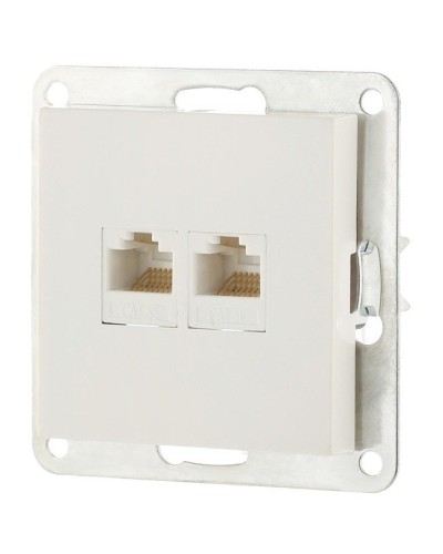 Розетка 2xRJ-45 кат.5е с накладкой, белый LK80 (846204-1). Розетка компьютерная двойная. Экопласт в Миассе