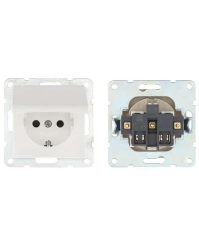 Розетка с з/к, шторками и крышкой, белый LK60 (863404-1). Розетка. Экопласт в Миассе