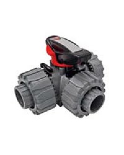 Ecoplast Кран шаровой трехходовой ПВХ D25 (уплотнение TPV, остальное EPDM) с муфтовым окончанием (49448). Кран шаровой, с муфтовым окончанием. Экопласт в Миассе