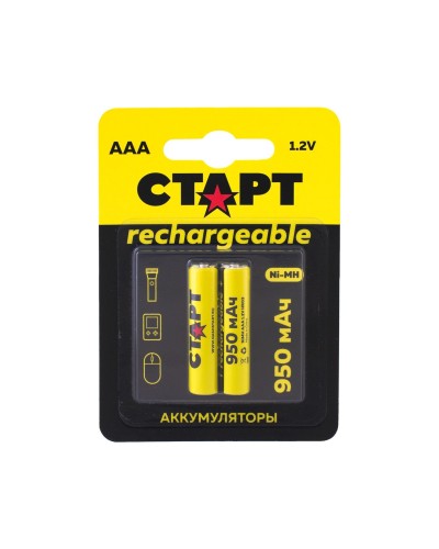 СТАРТ HR03 (AAA, 950mah), упак. 2 шт. БЛИСТЕР. Перезаряжаемые аккумуляторы. СТАРТ в Миассе