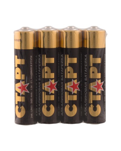 СТАРТ LR03-SH4-BOX (1,5 В, AAA, LR03), упак. 4 шт.. Алкалиновые батарейки. СТАРТ в Миассе