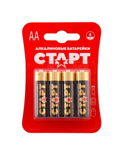 СТАРТ LR6-BL4 (1,5 В, AA, LR6), упак. 4 шт. БЛИСТЕР. Алкалиновые батарейки. СТАРТ в Миассе